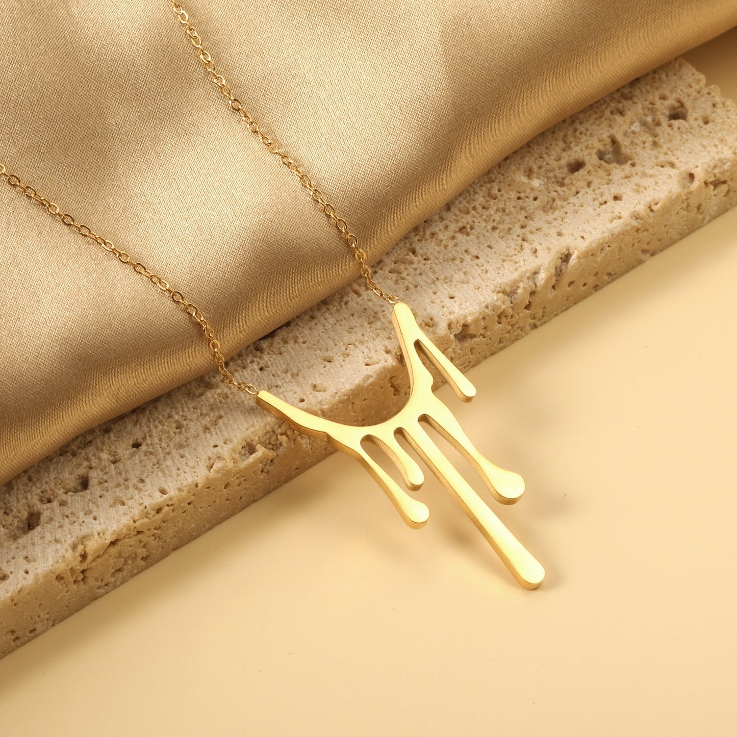 Drop Wax Pendant 23*38.8mm Necklace 45+5cm asonjewelry