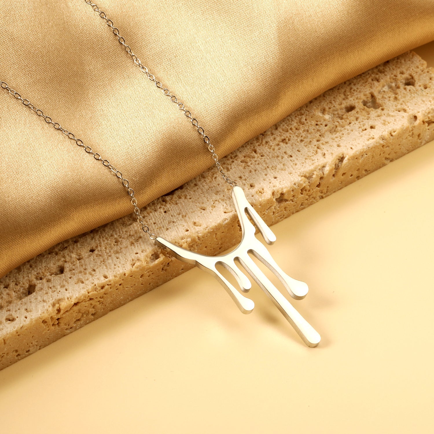 Drop Wax Pendant 23*38.8mm Necklace 45+5cm asonjewelry