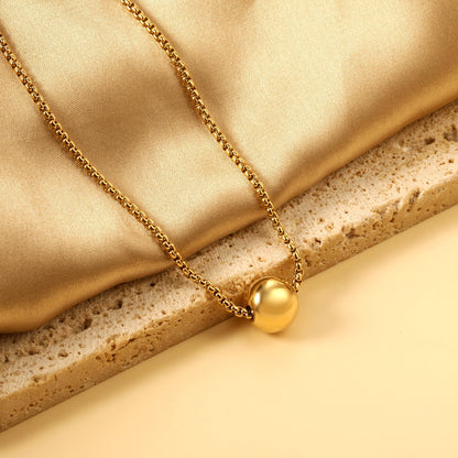 Steel Bead Pendant 12mm Necklace 45+5cm asonjewelry