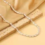 Rectangle White & Purple & Aquamarine & Mixed Color Diamond Clasp Necklace 35+5cm Steel Color