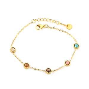 6mm 5 round discs with powdered shell/tiger's eye/colored cat's eye accessories 0.35 cross 18+3cm+6mm round tag bracelet