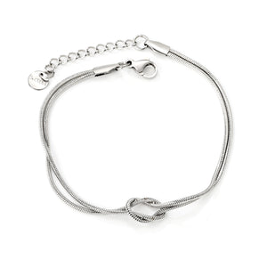 11*8mm double-layer knotted 1.3 round snake 18+3cm+6mm round tail tag bracelet steel color