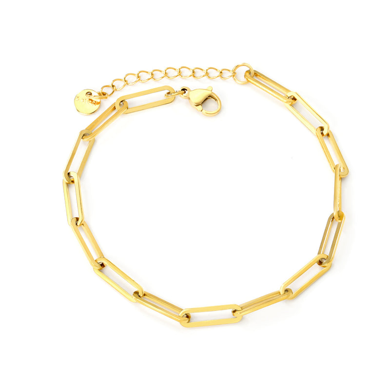 1.0 line 4*14mm 15 hollow long flat cross chains 19+3+6mm round tail tag handmade bracelet