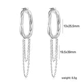 13*25.5mm oval hoop earrings with tassels and chain 19.5*39mm stud earrings Steel color/gold color
