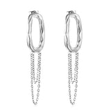 13*25.5mm oval hoop earrings with tassels and chain 19.5*39mm stud earrings Steel color/gold color