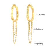 13*25.5mm oval hoop earrings with tassels and chain 19.5*39mm stud earrings Steel color/gold color