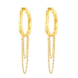 13*25.5mm oval hoop earrings with tassels and chain 19.5*39mm stud earrings Steel color/gold color