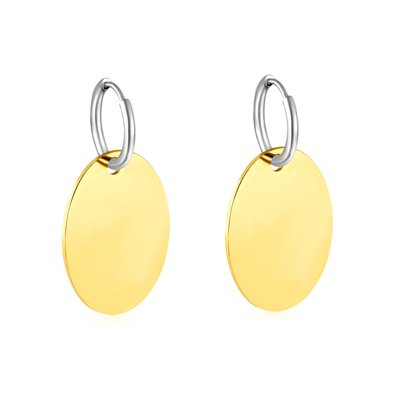 2.0 x 12mm inner diameter earring hook + 24 x 30mm polished elliptical shape earring, two-tone gold
