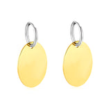 2.0 x 12mm inner diameter earring hook + 24 x 30mm polished elliptical shape earring, two-tone gold