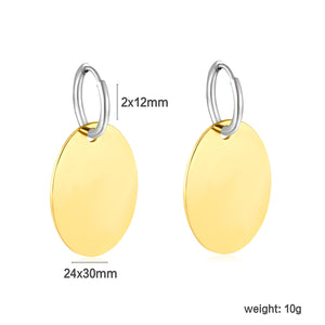 2.0 x 12mm inner diameter earring hook + 24 x 30mm polished elliptical shape earring, two-tone gold