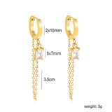 2.0*10mm ear hook 5*7mm white/green/pink/purple zirconia 3.5cm tassel earrings Gold