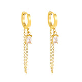 2.0*10mm ear hook 5*7mm white/green/pink/purple zirconia 3.5cm tassel earrings Gold