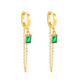 2.0*10mm ear hook 5*7mm white/green/pink/purple zirconia 3.5cm tassel earrings Gold