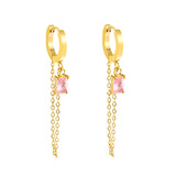 2.0*10mm ear hook 5*7mm white/green/pink/purple zirconia 3.5cm tassel earrings Gold