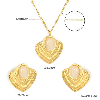 Emerald/White Cat's Eye Cat's Eye Fan-Shaped Set 0.4 Side-Mounted Pearl Chain 40+5cm+6mm Round Pendant Fan-Shaped Set Gold asonjewelry