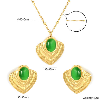 Emerald/White Cat's Eye Cat's Eye Fan-Shaped Set 0.4 Side-Mounted Pearl Chain 40+5cm+6mm Round Pendant Fan-Shaped Set Gold asonjewelry