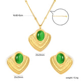 Emerald/White Cat's Eye Cat's Eye Fan-Shaped Set 0.4 Side-Mounted Pearl Chain 40+5cm+6mm Round Pendant Fan-Shaped Set Gold