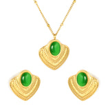 Emerald/White Cat's Eye Cat's Eye Fan-Shaped Set 0.4 Side-Mounted Pearl Chain 40+5cm+6mm Round Pendant Fan-Shaped Set Gold