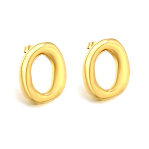 20.6x25mm irregular openwork oval earrings, gold