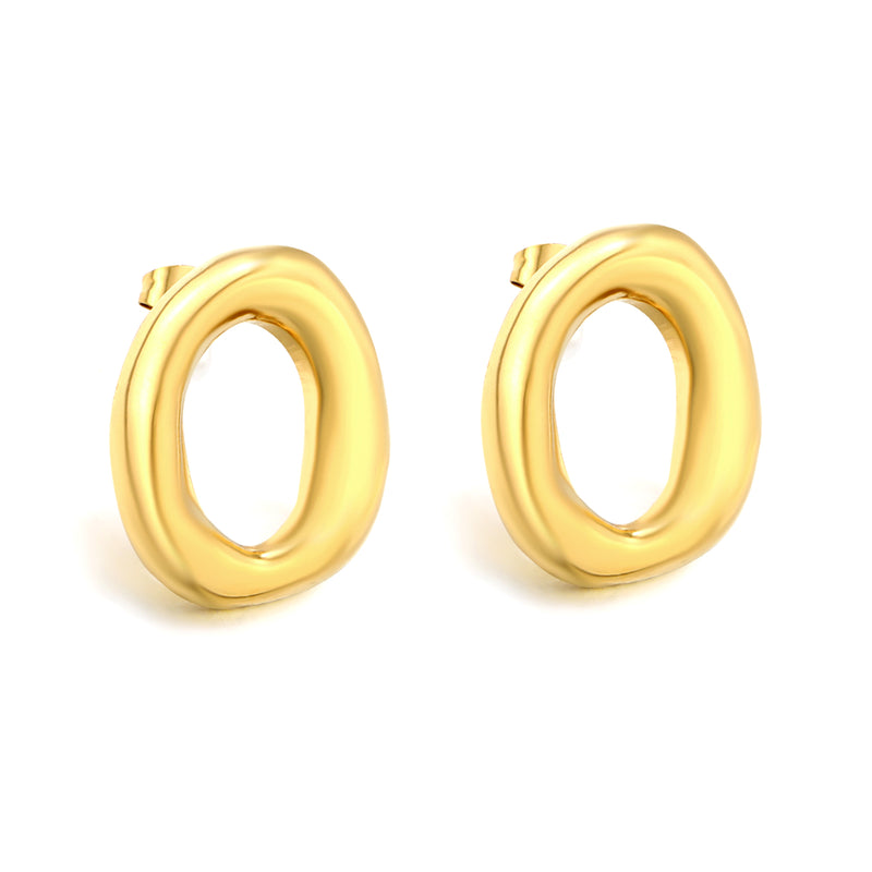 20.6x25mm irregular openwork oval earrings, gold