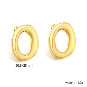 20.6x25mm irregular openwork oval earrings, gold