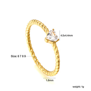 White Triangle Diamonds with Twist Band Ring