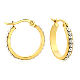 Gold - Plated Diamond - Accented Hoop Earrings