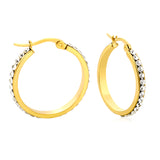 Gold - Plated Diamond - Accented Hoop Earrings