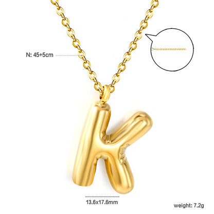 A~Z Bubble Letter Pendant Necklace 45+5cm asonjewelry