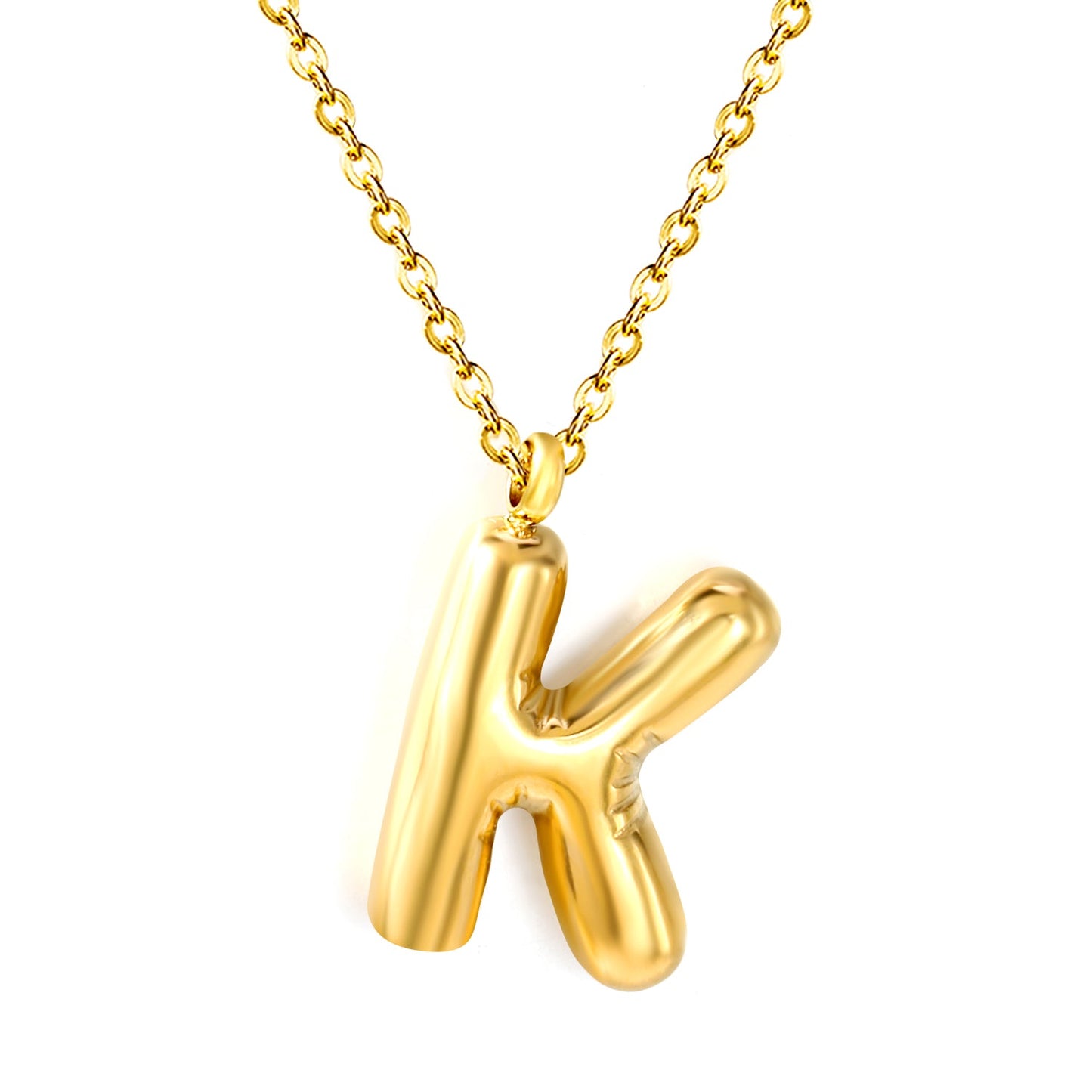 A~Z Bubble Letter Pendant Necklace 45+5cm asonjewelry