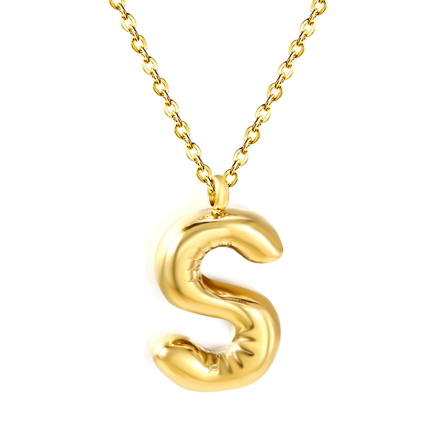 A~Z Bubble Letter Pendant Necklace 45+5cm asonjewelry