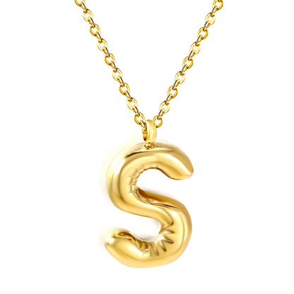 A~Z Bubble Letter Pendant Necklace 45+5cm asonjewelry