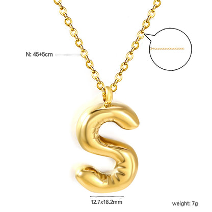 A~Z Bubble Letter Pendant Necklace 45+5cm asonjewelry