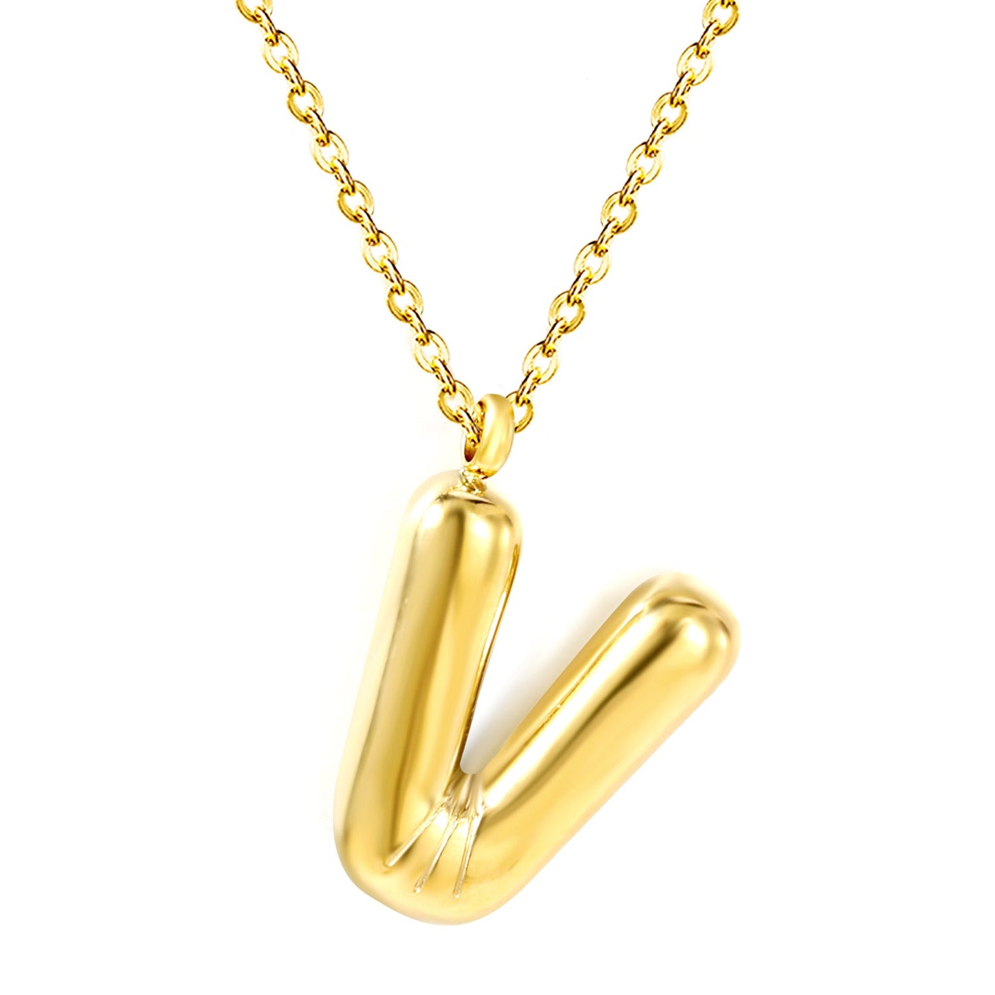 A~Z Bubble Letter Pendant Necklace 45+5cm asonjewelry