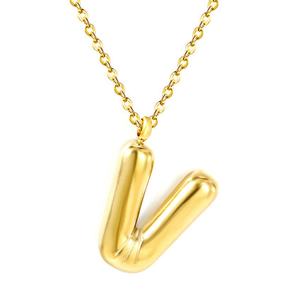 A~Z Bubble Letter Pendant Necklace 45+5cm asonjewelry