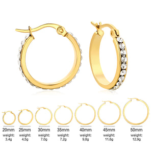 Gold - Plated Diamond - Accented Hoop Earrings