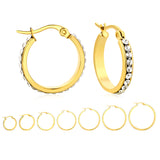 Gold - Plated Diamond - Accented Hoop Earrings