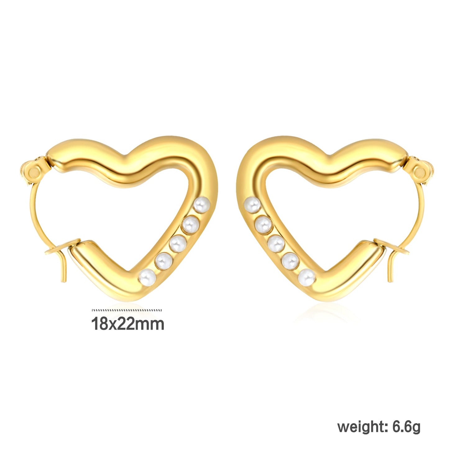 18x22mm heart-shaped white pearl earrings, gold asonjewelry