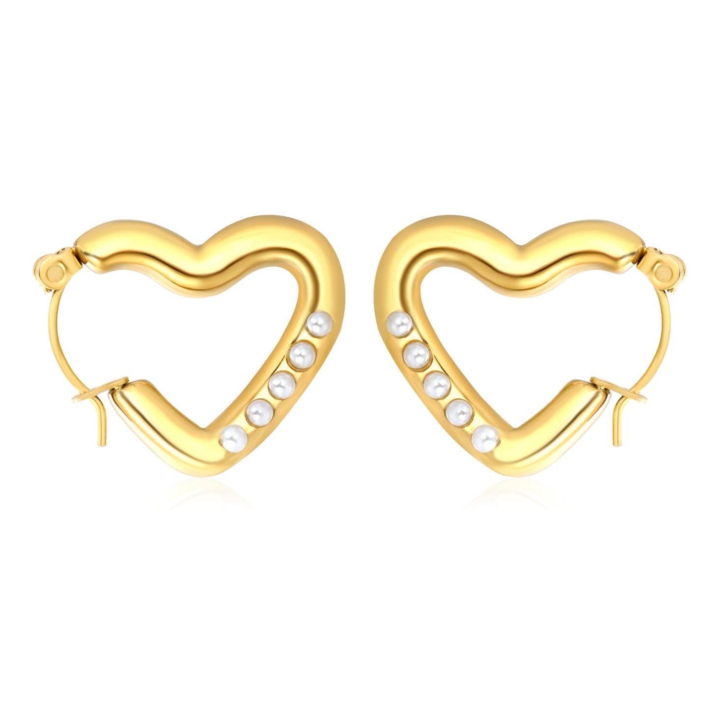 18x22mm heart-shaped white pearl earrings, gold asonjewelry