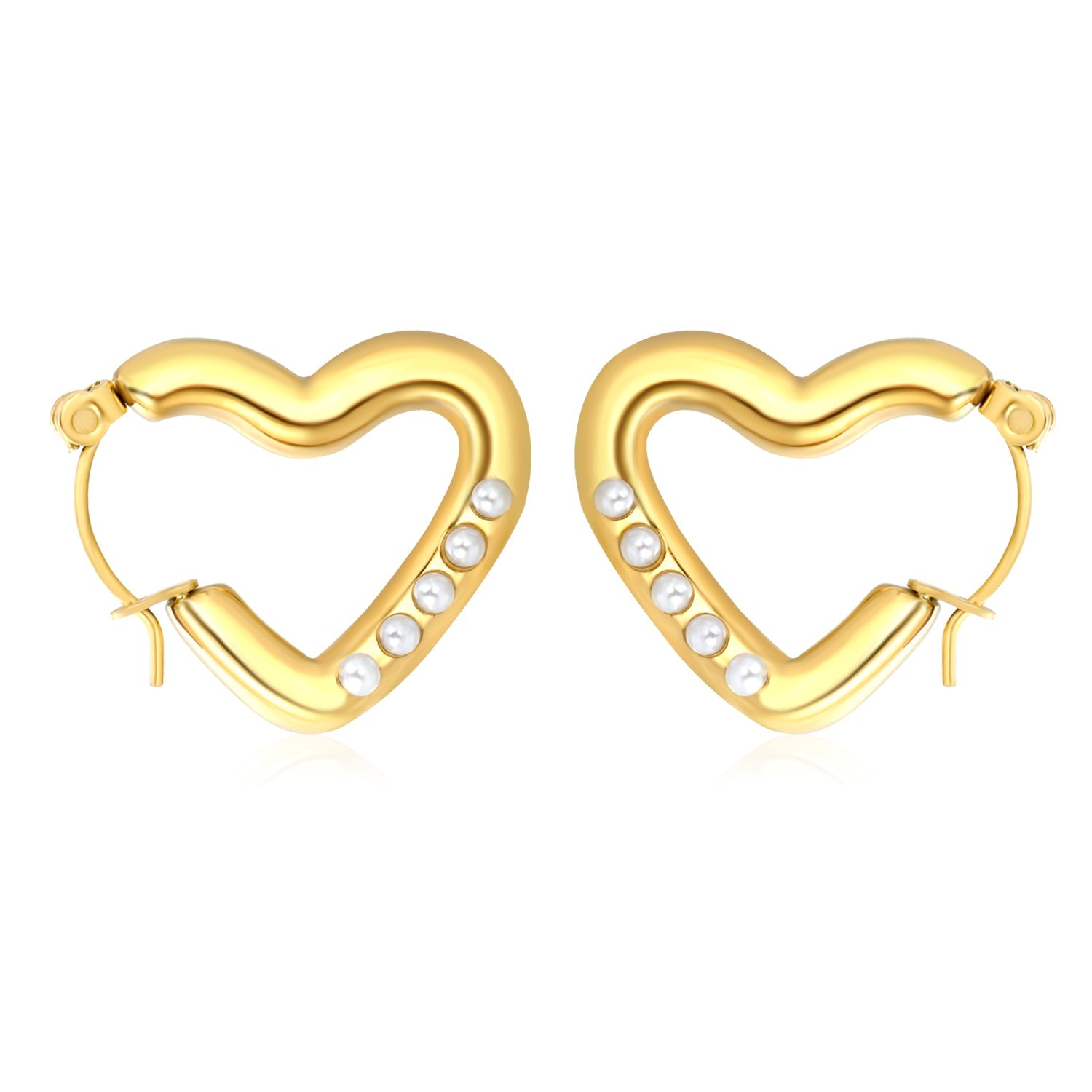 18x22mm heart-shaped white pearl earrings, gold asonjewelry