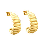 8.5x21mm curved horn stud earrings, gold