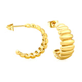 8.5x21mm curved horn stud earrings, gold