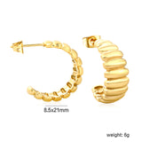 8.5x21mm curved horn stud earrings, gold