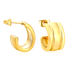 10.5x16mm Smooth Wide Curved Ear Stud, Gold