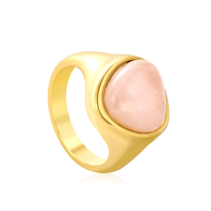 14.5mm high triangular tiger's eye/pink crystal ring, gold ring asonjewelry