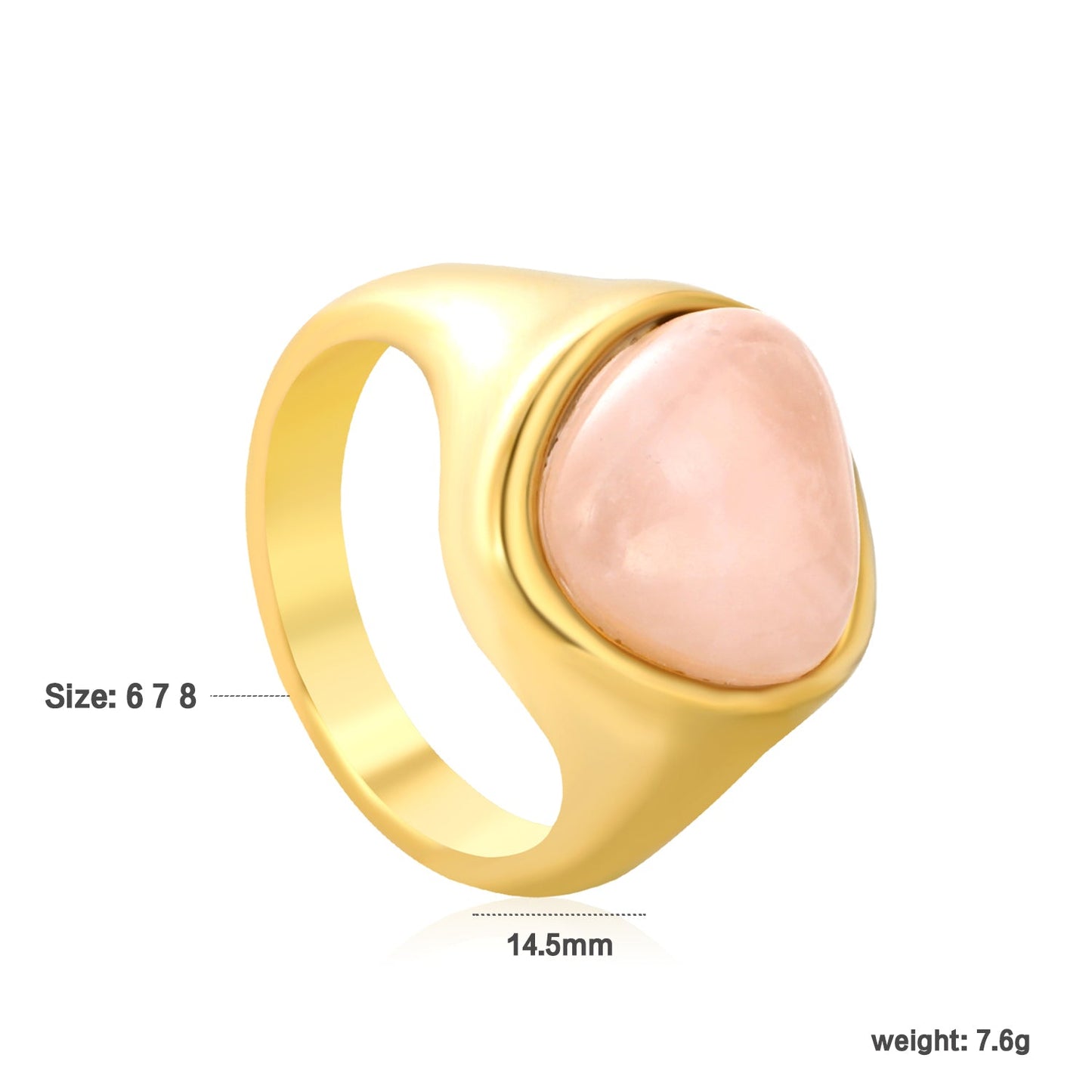14.5mm high triangular tiger's eye/pink crystal ring, gold ring asonjewelry