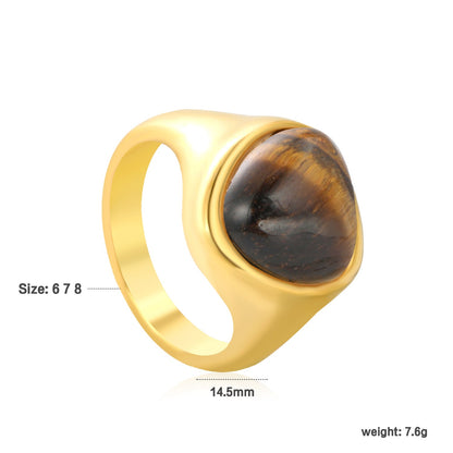 14.5mm high triangular tiger's eye/pink crystal ring, gold ring asonjewelry