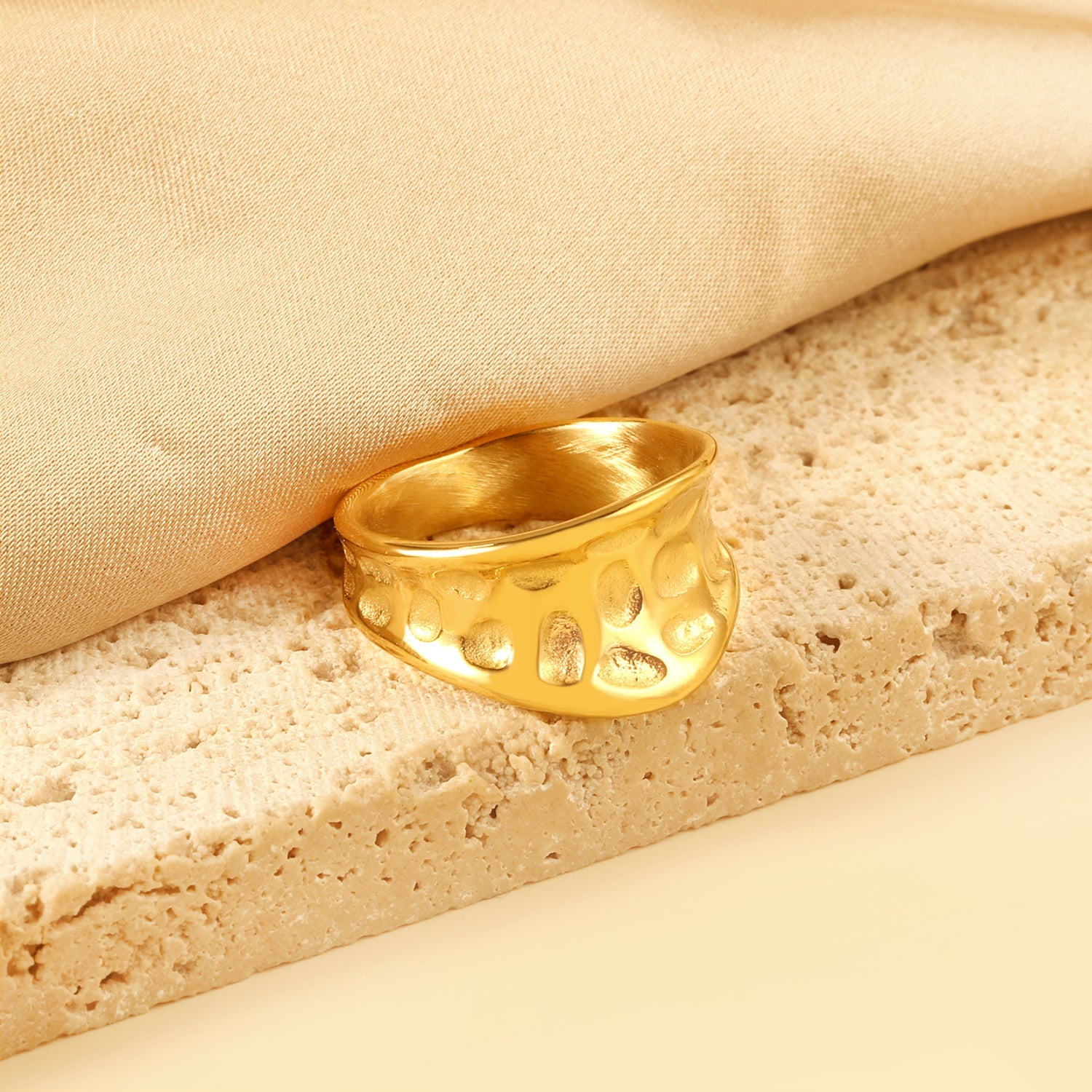 Exaggerated ring with cratered surface asonjewelry