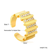 13mm Gold Open Ring with Organ - Shaped Band & White / Emerald Diamond Accents