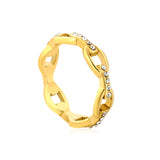 5mm high single-link chain with white/emerald green diamonds, gold ring